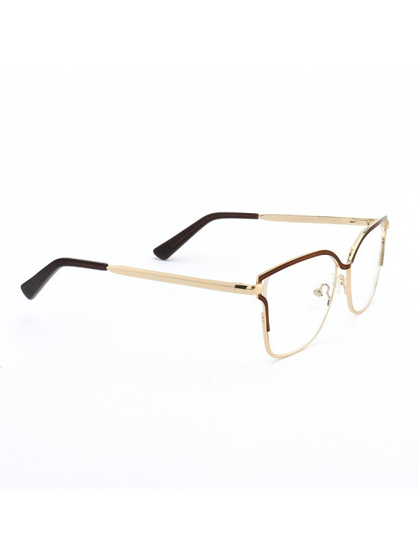 Armação de Óculos Quadrada PD54 Dourado e Marrom